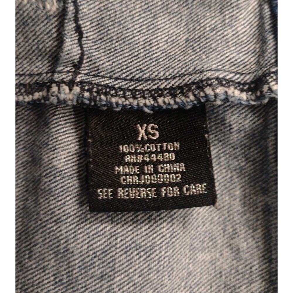Acid Wash Distressed Denim Jacket XS – Tinseltown Teen Couture Grunge Trucker, - Picture 5 of 9